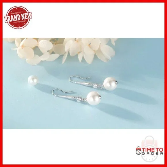 925 Sterling Silver Pearl Drop Earrings Hypoallergenic Infinity Design
